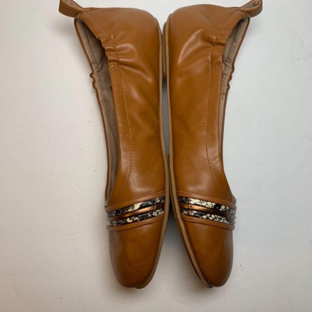FitFlop Allegro Snake-Bangle Leather Ballet Flats Brown w/ Snakeskin Detail Sz 9 - Picture 9 of 10